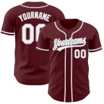 Benutzerdefinierte Burgund Weiß-Grau Authentic Baseball Jersey Benutzerdefinierte Burgund Weiß-Grau Authentic Baseball Jersey