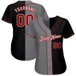 Benutzerdefinierte schwarz rot-grau authentische Split Fashion Baseball Jersey Benutzerdefinierte schwarz rot-grau authentische Split Fashion Baseball Jersey